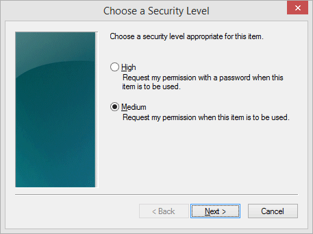 Choose a Security Level